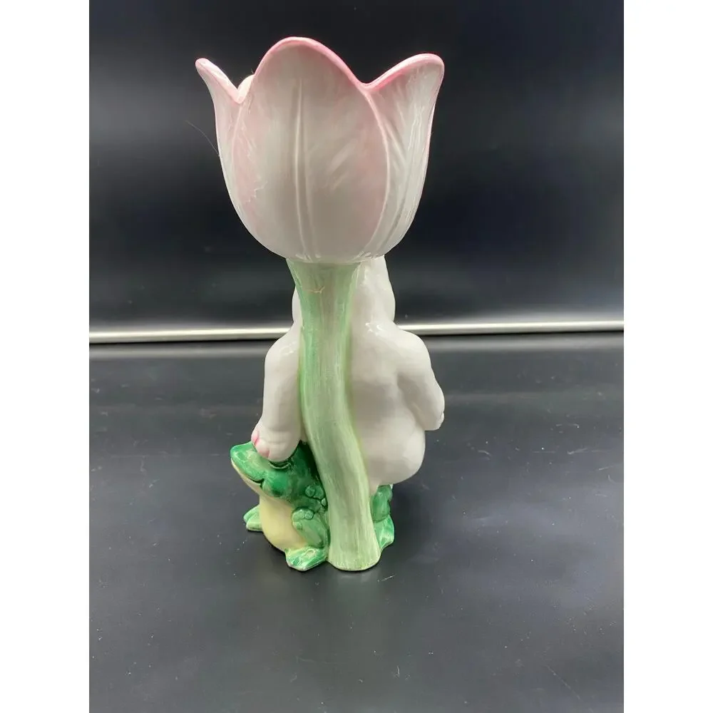 Vintage Taste Setter by Sigma Ceramic Hippopotamus Sitting on Frog w/ Tulip Vase